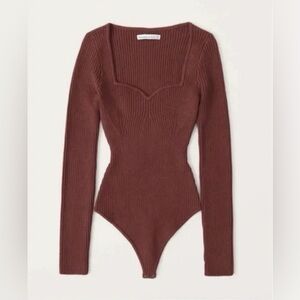Abercrombie & Fitch Maroon Ribbed Bodysuit